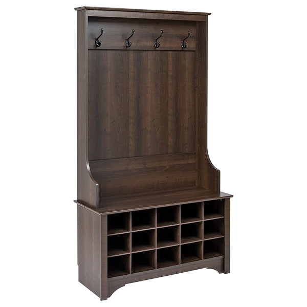 Charlton Home® Flatiron Hall Tree 38'' Wide with Bench and Shoe Storage